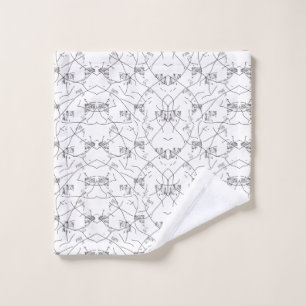 Abstract black and white pattern with repeating, s bath towel set