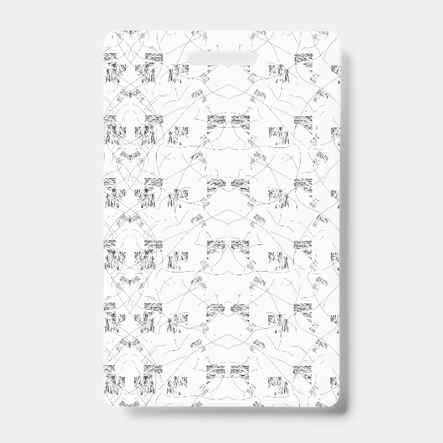 Abstract black and white pattern with repeating, s ID badge (Front)