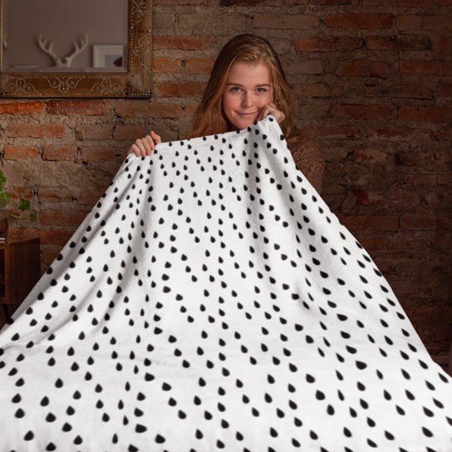 Abstract Black and White Rain Drops Pattern Sherpa Blanket (Creator Uploaded)
