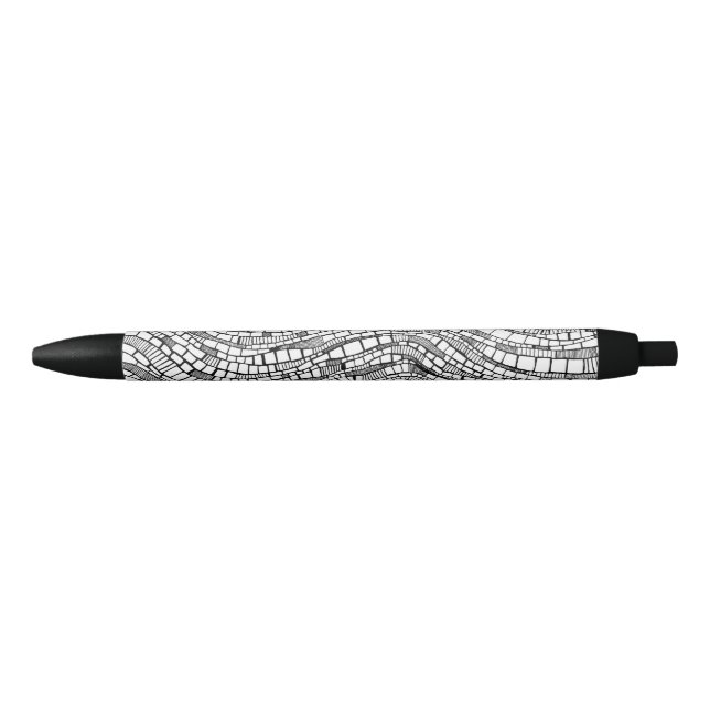 Abstract Black and White Rectangle Design Pen (Front)