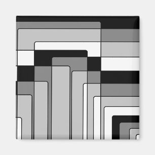 Abstract Black and White Rectangles Magnet