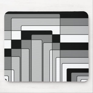 Abstract Black and White Rectangles Mouse Mat