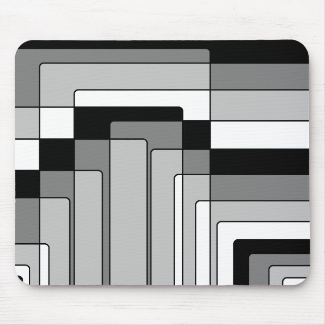 Abstract Black and White Rectangles Mouse Mat (Front)
