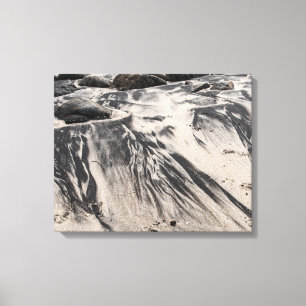Abstract Black and White Sand Textures with Rocks Canvas Print