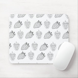 Abstract Black and White Strawberry Mouse Mat