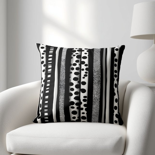 Abstract Black and White Striped Cushion (Creator Uploaded)