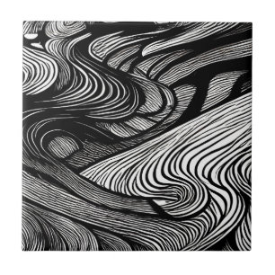 ABSTRACT BLACK AND WHITE    TILE