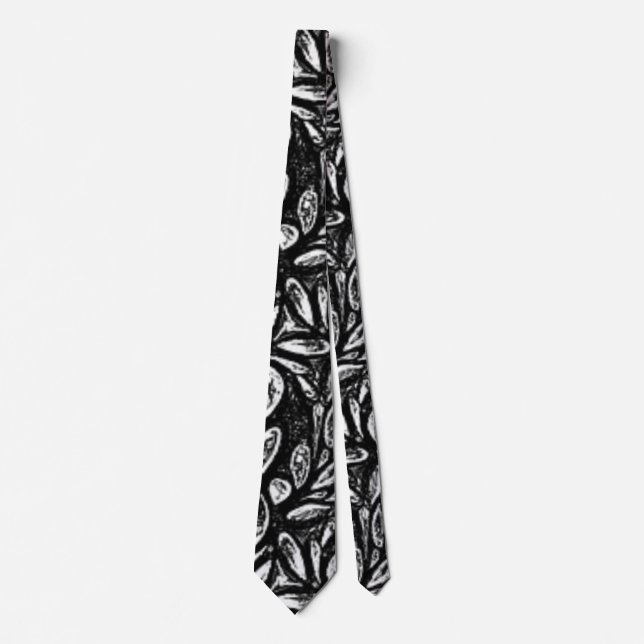 "Abstract Black and White" Trendy Modern Men's Tie (Front)