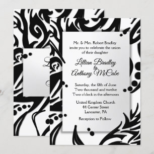 Abstract Black and White Tribal Wedding Invitation