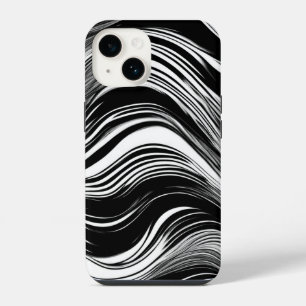 Abstract Black and White Wave iPhone 14 Case