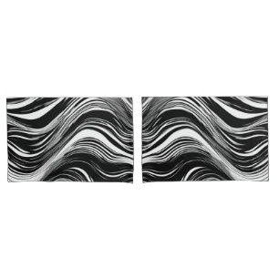 Abstract Black and White Wave Pillowcase