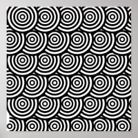 Abstract Black and White Wavy Circles