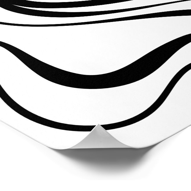 Abstract Black and White Wavy Lines Poster (Corner)