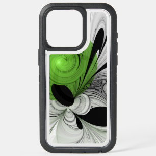 Abstract Black and White with Green Fractal Art