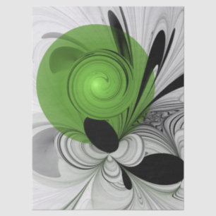 Abstract Black and White with Green Fractal Art Tissue Paper