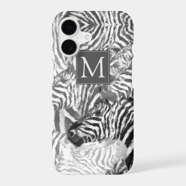 Abstract Black and White Zebra Art Monogram (Back)