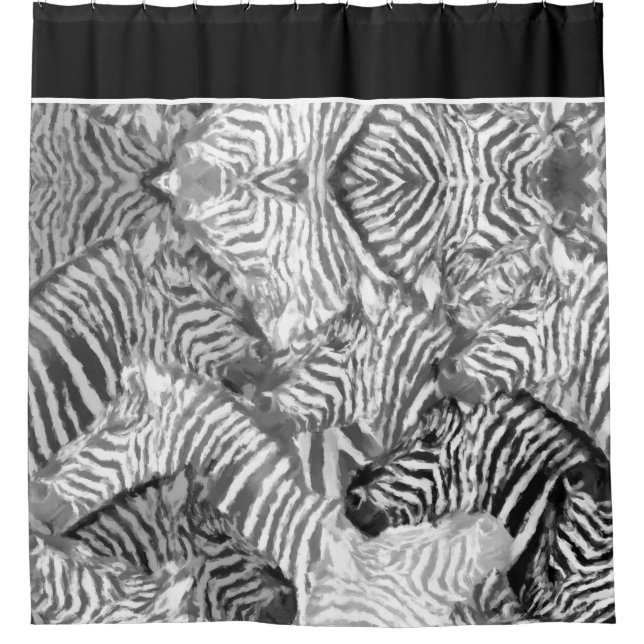 Abstract Black and White Zebra Art Shower Curtain (Front)