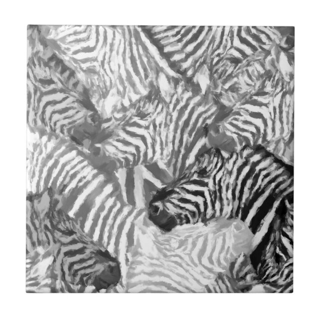 Abstract Black and White Zebra Art  Tile (Front)