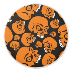 Abstract black background with skulls ceramic knob