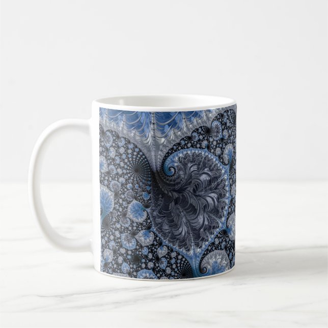 Abstract Black Blue Fractal Coffee Mug (Left)