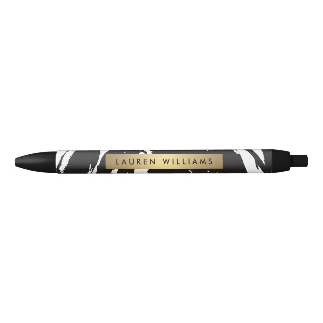 Abstract Black Brushstrokes Personalised Pen (Front)