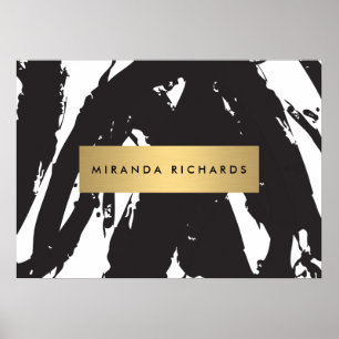 Abstract Black Brushstrokes Poster