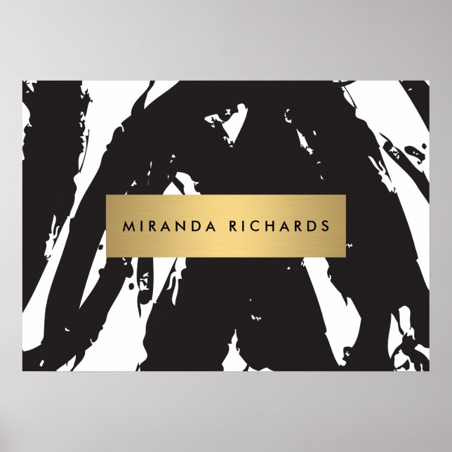 Abstract Black Brushstrokes Poster (Front)