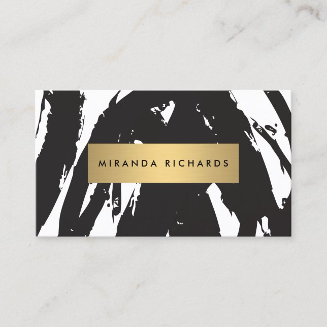 Abstract Black Brushstrokes with Mascara Wand Business Card (Front)