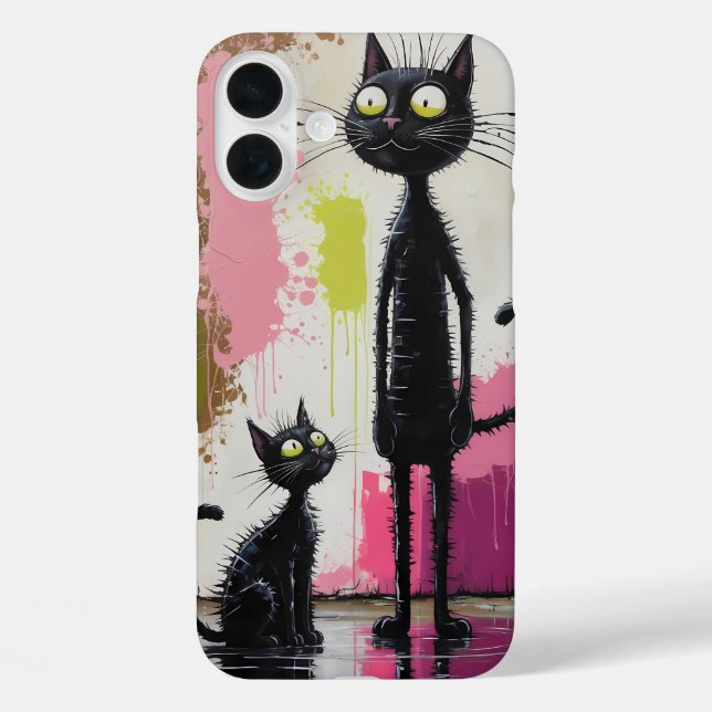 Abstract Black Cat Minimalist Print Case-Mate iPhone Case (Back)