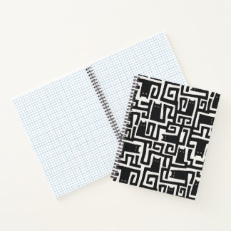 Abstract Black Cat Pattern Notebook Journal