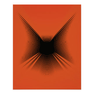 Abstract Black Cat Poster on Red Backgorund