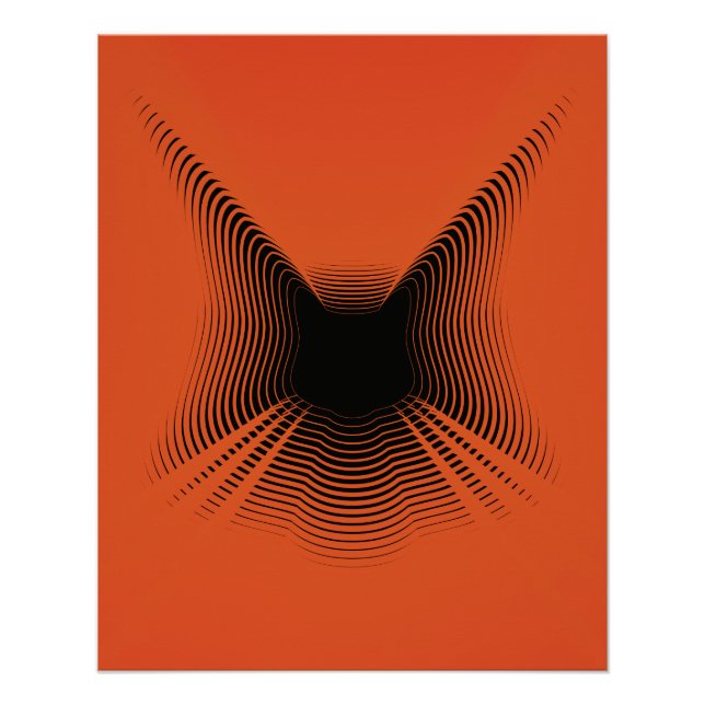 Abstract Black Cat Poster on Red Backgorund  (Front)