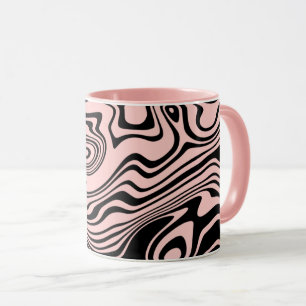 Abstract Black & Cream colour Lines - Customisable Mug