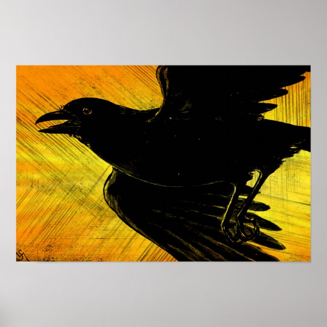 Abstract Black Crow Canvas Print (Front)