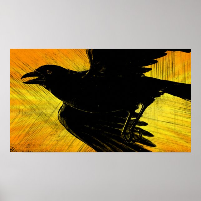 Abstract Black Crow Grunge Poster (Front)