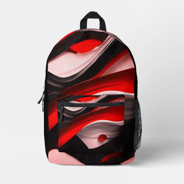 Abstract Black Design Collection Bold and Stylis - Printed Backpack (Front)