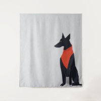Abstract Black Dog with Red Bandanna Art