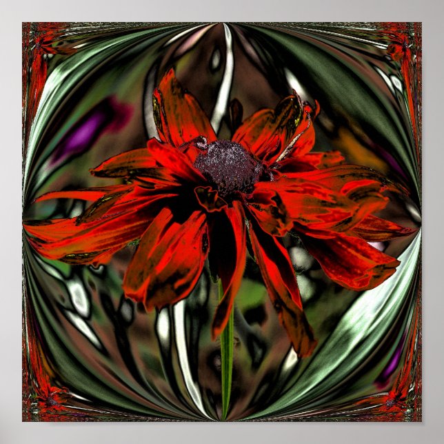 Abstract Black Eyed Susan Flower Art Poster (Front)