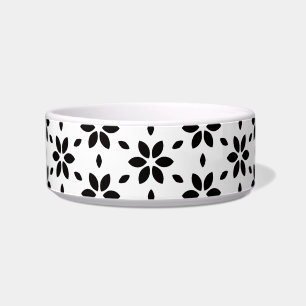 Abstract Black Flower Petals on White Background Bowl