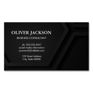Abstract Black Geometric Panels Magnetic Business Card