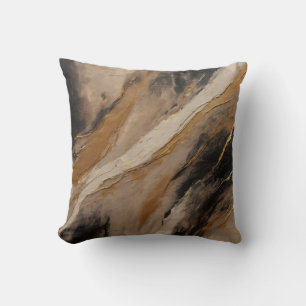 Abstract Black Gold Beige Cushion