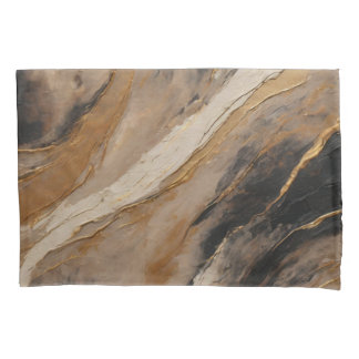 Abstract Black Gold Beige Pillowcase