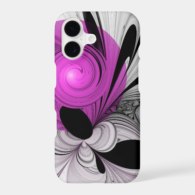 Abstract Black Gray With Magenta Fractal Art (Back)