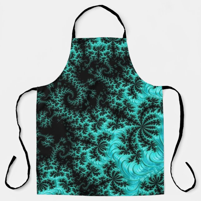 Abstract Black Green Fractal Pattern Apron (Front)