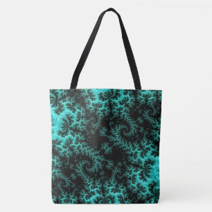Abstract Black Green Fractal Pattern Tote Bag