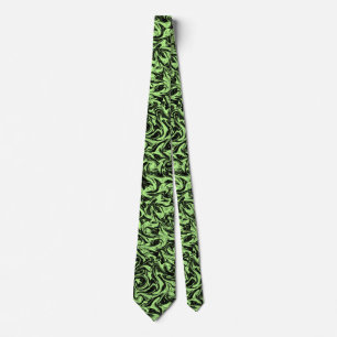 Abstract Black & Green Swirl Tie