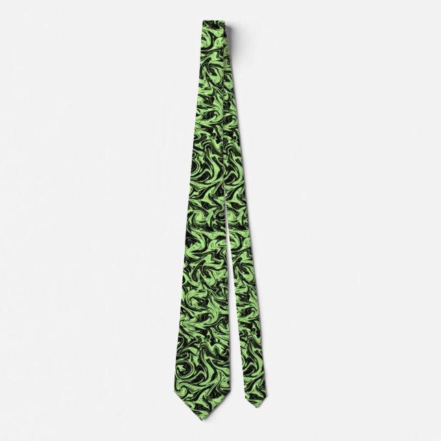 Abstract Black & Green Swirl Tie (Front)