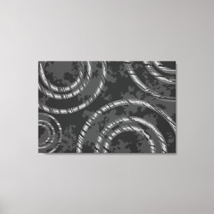Abstract Black Grey Circles Through Time Canvas Print
