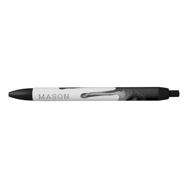 Abstract Black Grey Dripping Marble Seamless Cute Black Ink Pen (Front)
