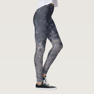 Abstract Black Grey Tan Painting Leggings